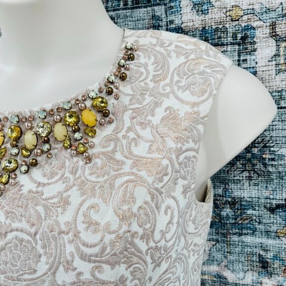 Eliza J Ladies Dress Size 8 Tapestry Print Evening Wear Jeweled Neckline - Picture 4 of 13